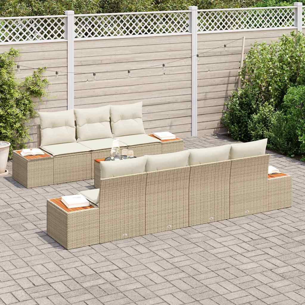 Set Divano da Giardino 8 pcs Beige Poly Rattan | homemem39