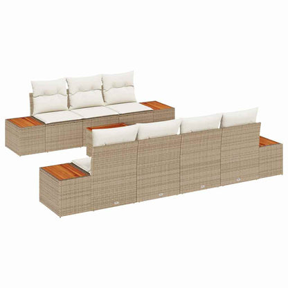 Set Divano da Giardino 8 pcs Beige Poly Rattan | homemem39