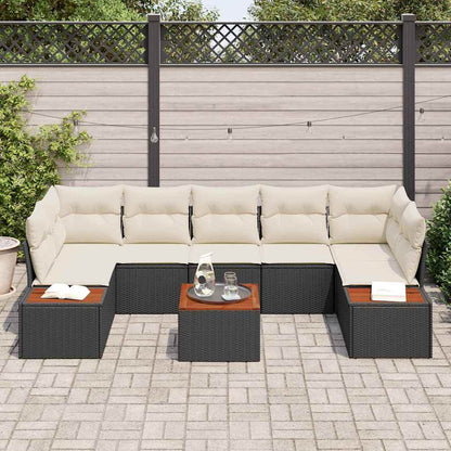 Set Divano da Giardino con cuscino 8 pcs Nero Poly Rattan - homemem39