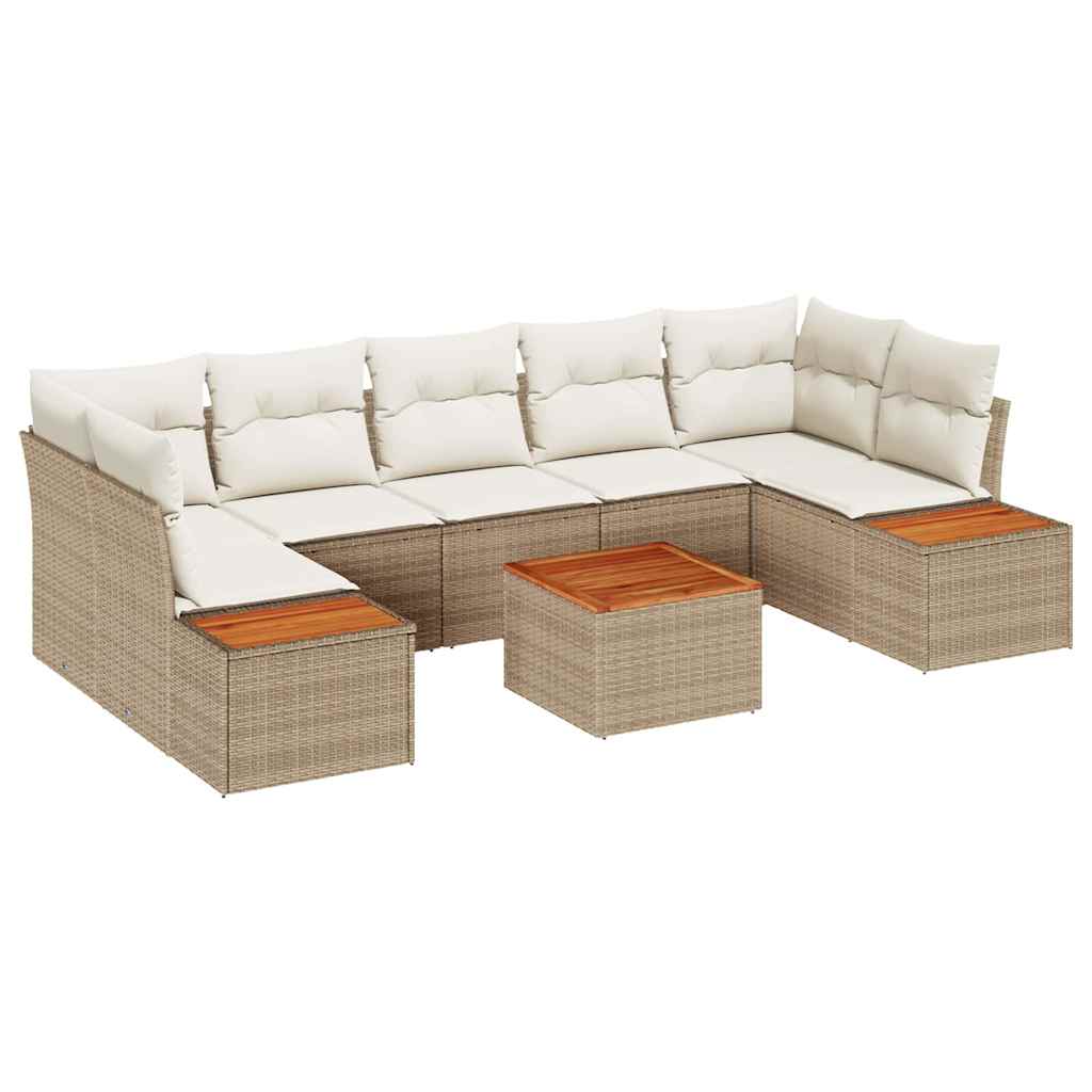 Set Divano da Giardino con cuscino 8 pcs Beige Poly Rattan | homemem39