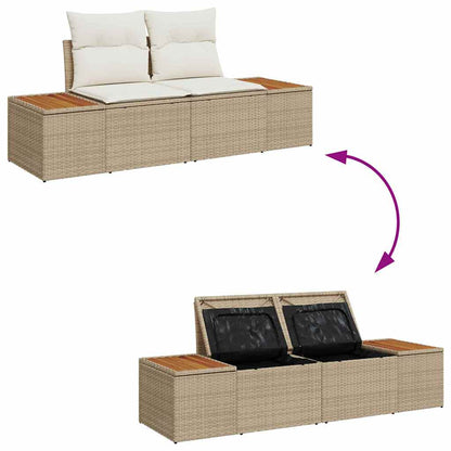 Set Divano da Giardino con cuscino 8 pcs Beige Poly Rattan | homemem39