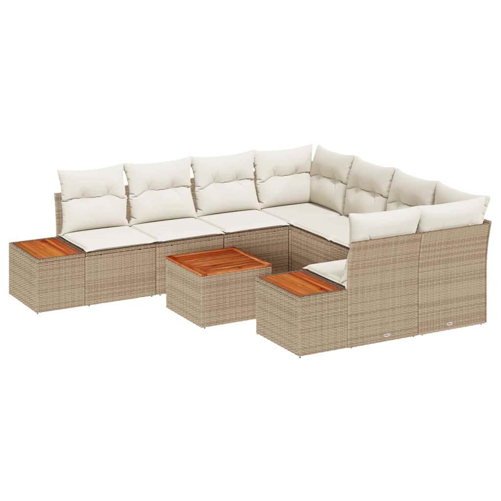 Set Divano da Giardino 9 pcs Beige Poly Rattan | homemem39