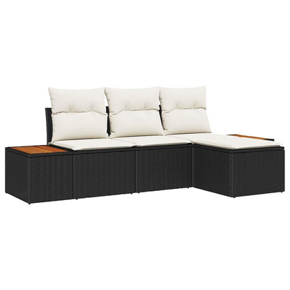 Set Divano da Giardino 4 pz Nero e Crema