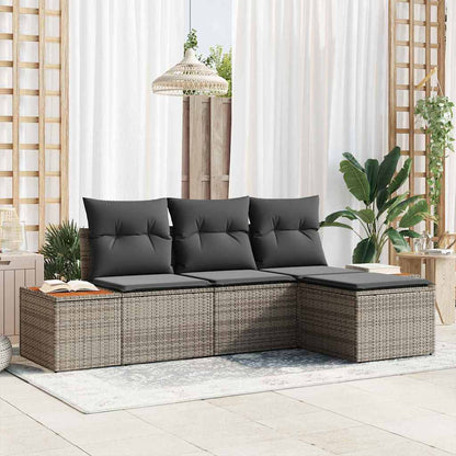Set Divano da Giardino 4 pz Grigio Rattan in Polipropilene