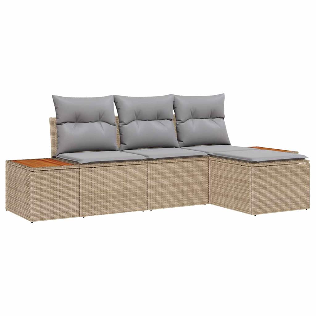 Set Divano da Giardino con cuscino 4 pcs Beige e Grigio Chiaro | homemem39