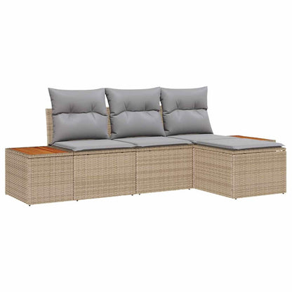 Set Divano da Giardino con cuscino 4 pcs Beige e Grigio Chiaro | homemem39
