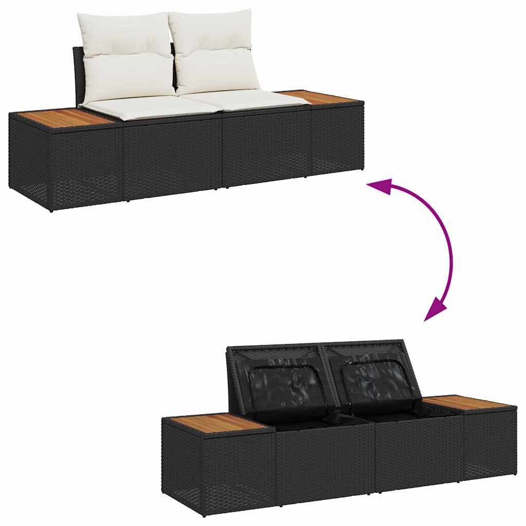 Set Divano da Giardino 6 pcs Nero e Crema Polyrattan | homemem39