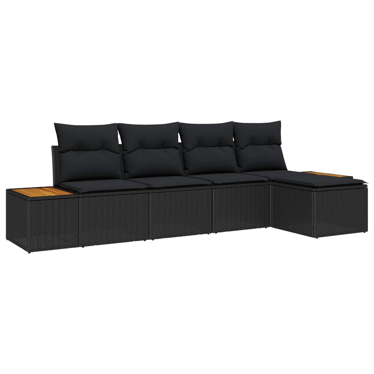 Set Divano da Giardino 6 pz 5-Numero di posti Nero Polyrattan