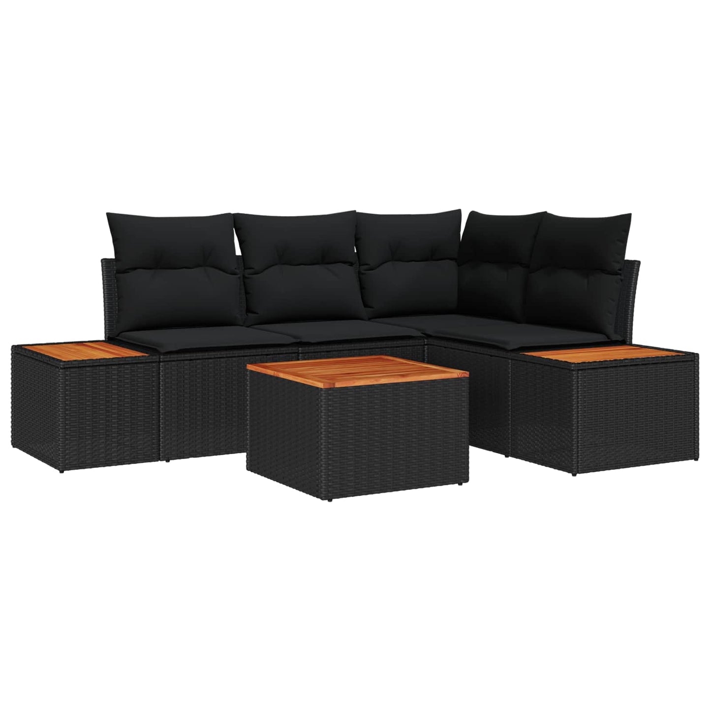 Set Divano da Giardino 4 pz 4-Numero di posti Nero Polyrattan