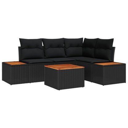 Set Divano da Giardino 4 pz 4-Numero di posti Nero Polyrattan
