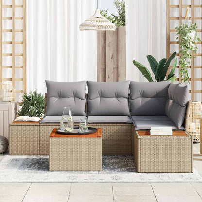 Set Divano da Giardino 4 pcs Beige e Grigio Chiaro Polyrattan | homemem39
