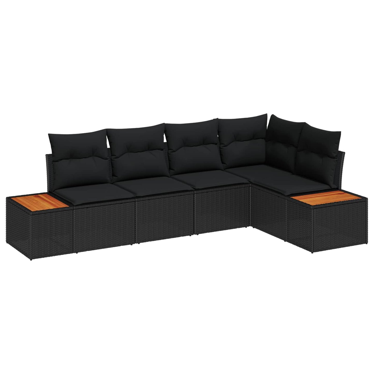 Set Divano da Giardino 5 pz 5-Numero di posti Nero Poly Rattan