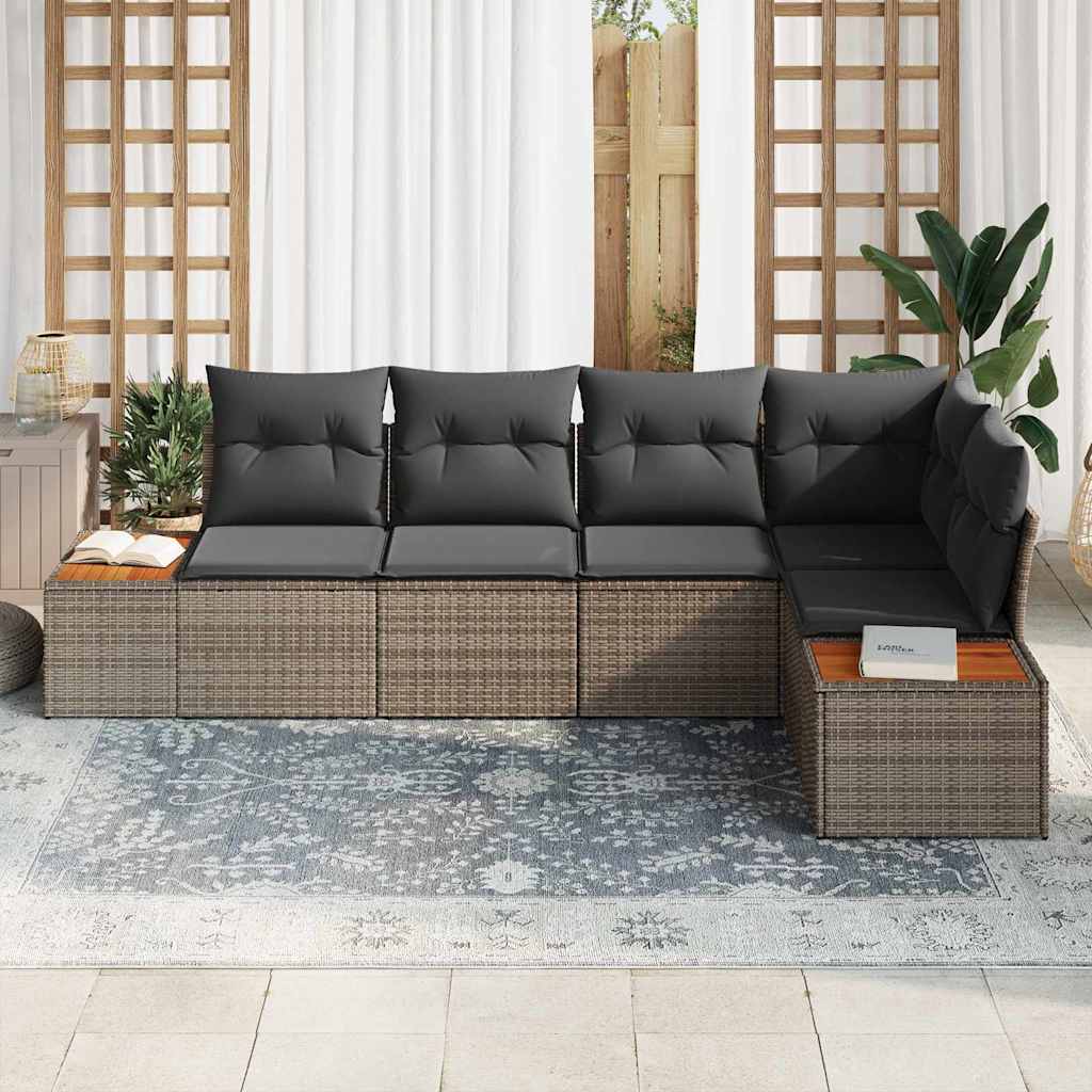 Set Divano da Giardino 5 pz 5-Numero di posti Grigio