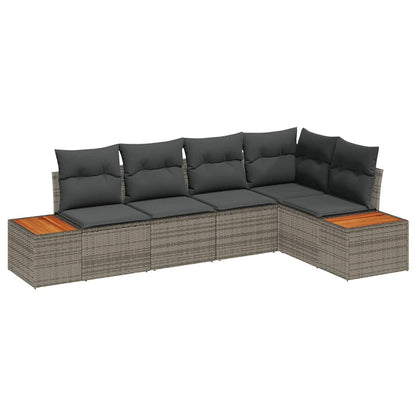 Set Divano da Giardino 5 pz 5-Numero di posti Grigio