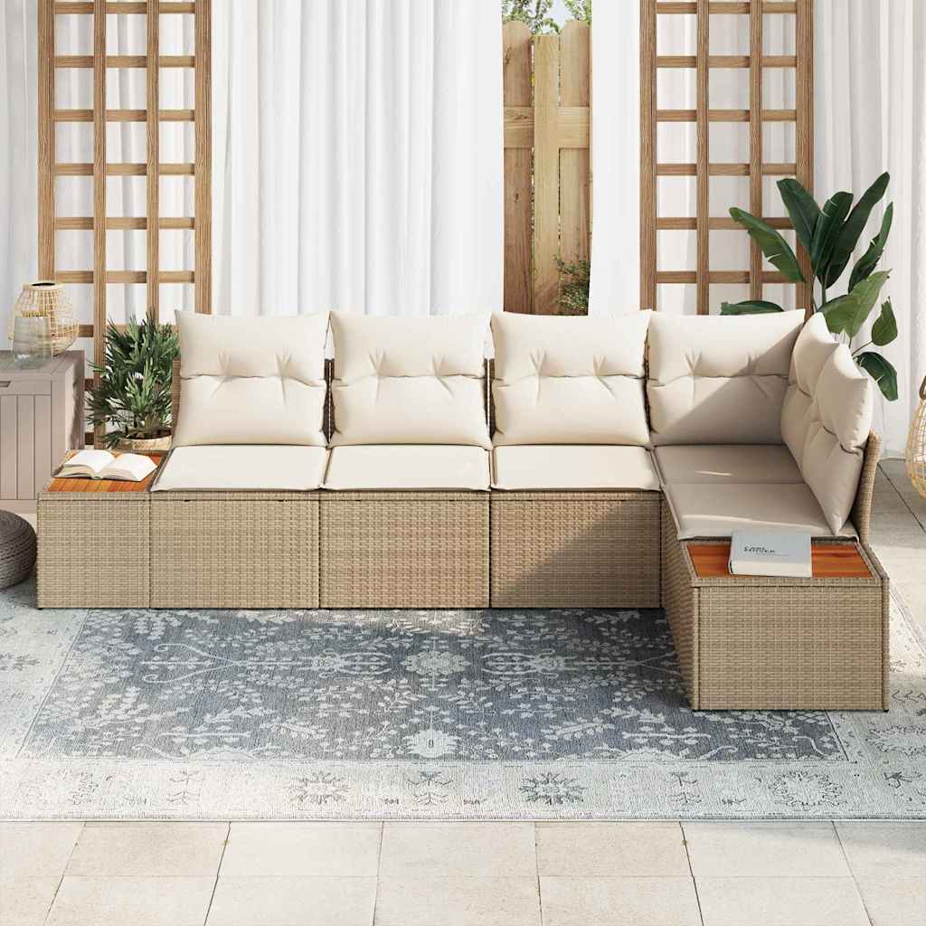 Set Divano da Giardino 5 pz 5-Numero di posti beige e panna