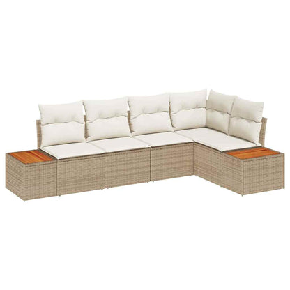 Set Divano da Giardino 5 pz 5-Numero di posti beige e panna