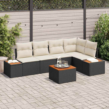 Set Divano da Giardino 5 pz 5-Numero di posti Nero e crema