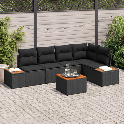 Set Divano da Giardino 5 pz 5-Numero di posti Nero Poly Rattan