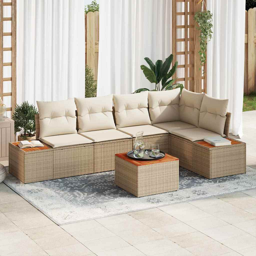 Set Divano da Giardino 5 pz 5-Numero di posti beige e panna