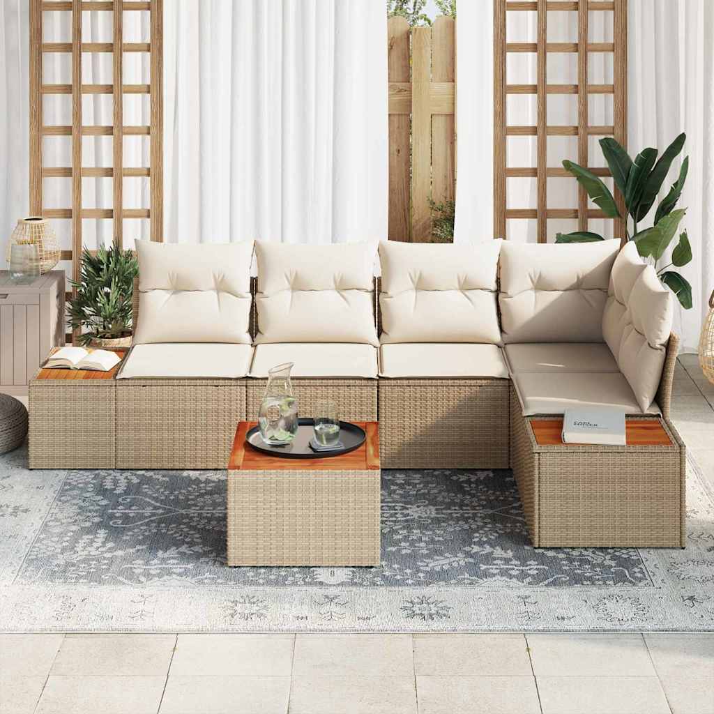 Set Divano da Giardino 5 pz 5-Numero di posti beige e panna