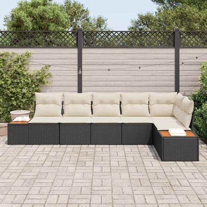 Set Divano da Giardino 6 pz 6-Numero di posti Nero e Crema