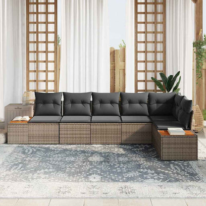 Set Divano da Giardino 6 pz 6-Numero di posti Grigio Polyrattan