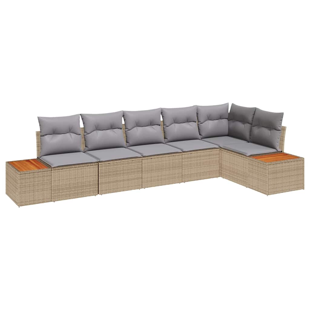 Set Divano da Giardino 6 pz 6-Numero di posti