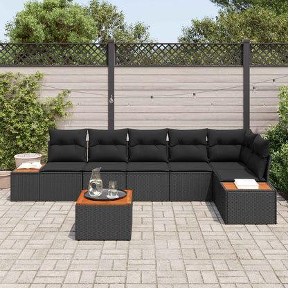 Set Divano da Giardino 6 pz 6-Numero di posti Nero Polyrattan
