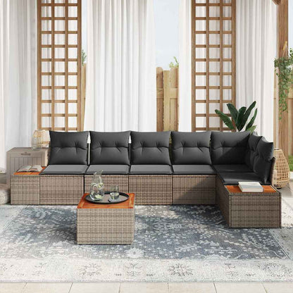 Set Divano da Giardino 6 pz 6-Numero di posti Grigio Polyrattan