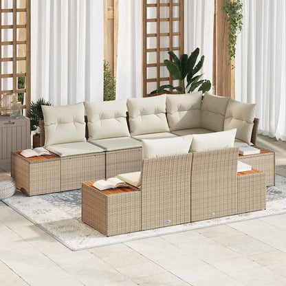 Set Divano da Giardino 7 pz 7-Numero di posti Beige e Crema