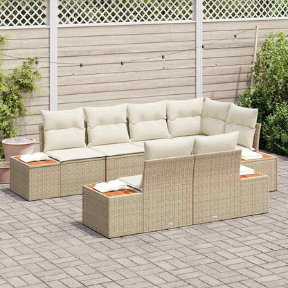 Set Divano da Giardino 7 pz 7-Numero di posti Beige e Crema