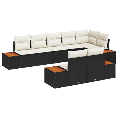 Set Divano da Giardino 8 pcs Nero e Crema Polyrattan | homemem39