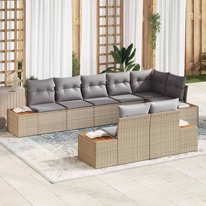 Set Divano da Giardino 8 pcs Beige e Grigio Chiaro Polyrattan | homemem39