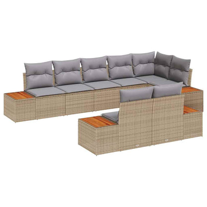 Set Divano da Giardino 8 pcs Beige e Grigio Chiaro Polyrattan | homemem39