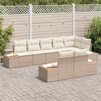 Set Divano da Giardino 8 pcs Beige e Crema Polyrattan | homemem39