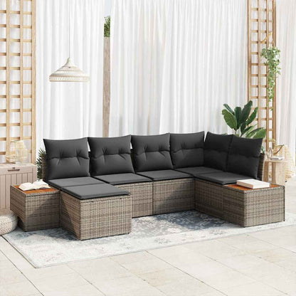 Set Divano da Giardino 7 pz 6-Numero di posti Grigio Polyrattan
