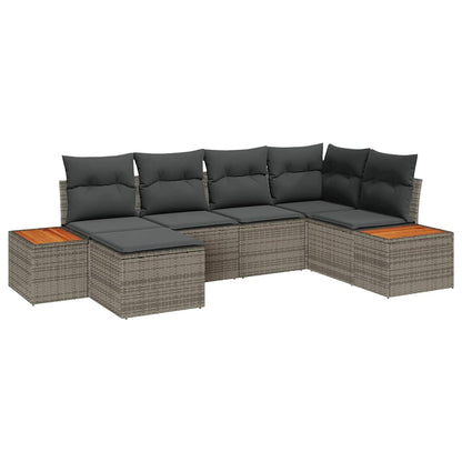 Set Divano da Giardino 7 pz 6-Numero di posti Grigio Polyrattan