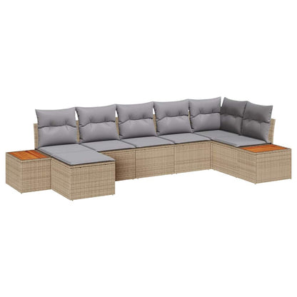 Set Divano da Giardino 8 pcs Beige e Grigio Chiaro Polyrattan | homemem39