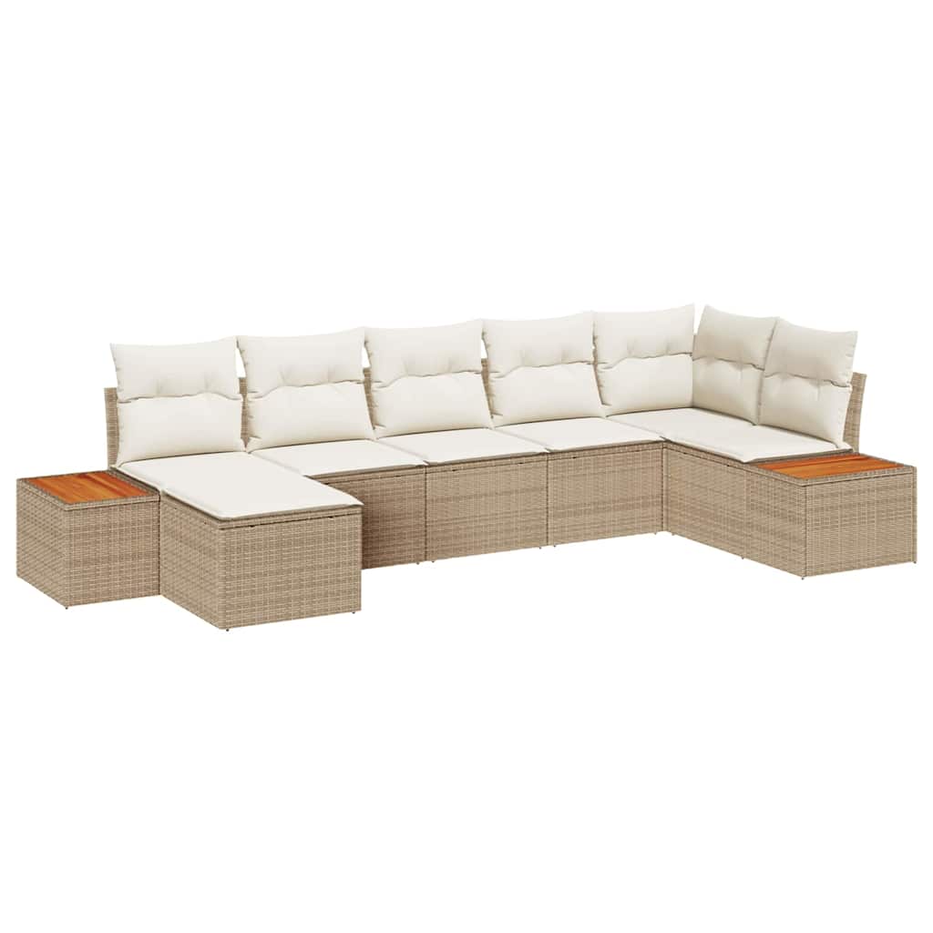 Set Divano da Giardino 8 pz 7-Numero di posti Beige e Crema