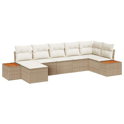 Set Divano da Giardino 8 pz 7-Numero di posti Beige e Crema