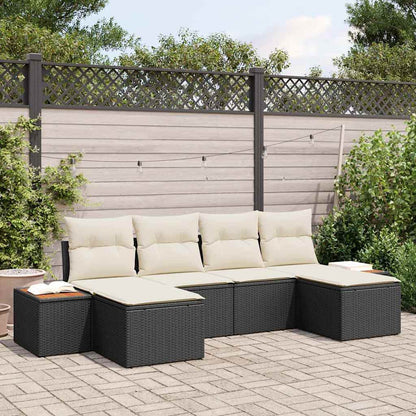 Set Divano da Giardino 6 pz Nero e Crema