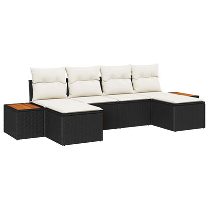 Set Divano da Giardino 6 pz Nero e Crema