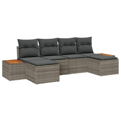 Set Divano da Giardino 6 pz Grigio Rattan in Polipropilene