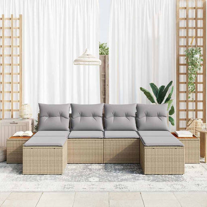 Set Divano da Giardino con cuscino 6 pcs Beige e Grigio Chiaro | homemem39