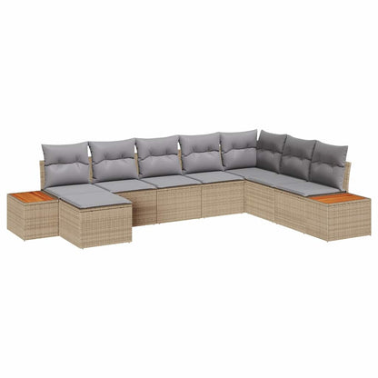 Set Divano da Giardino 9 pcs Beige e Grigio Chiaro Polyrattan | homemem39