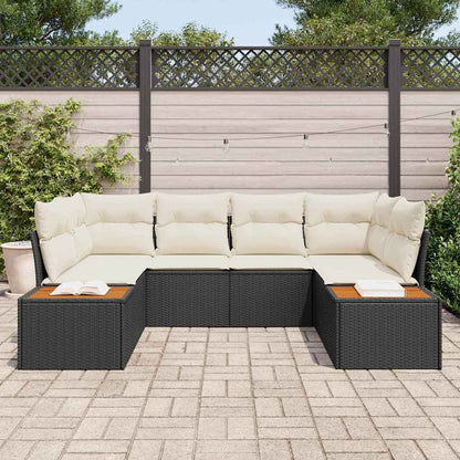 Set Divano da Giardino 6 pz 6-Numero di posti Nero e Crema