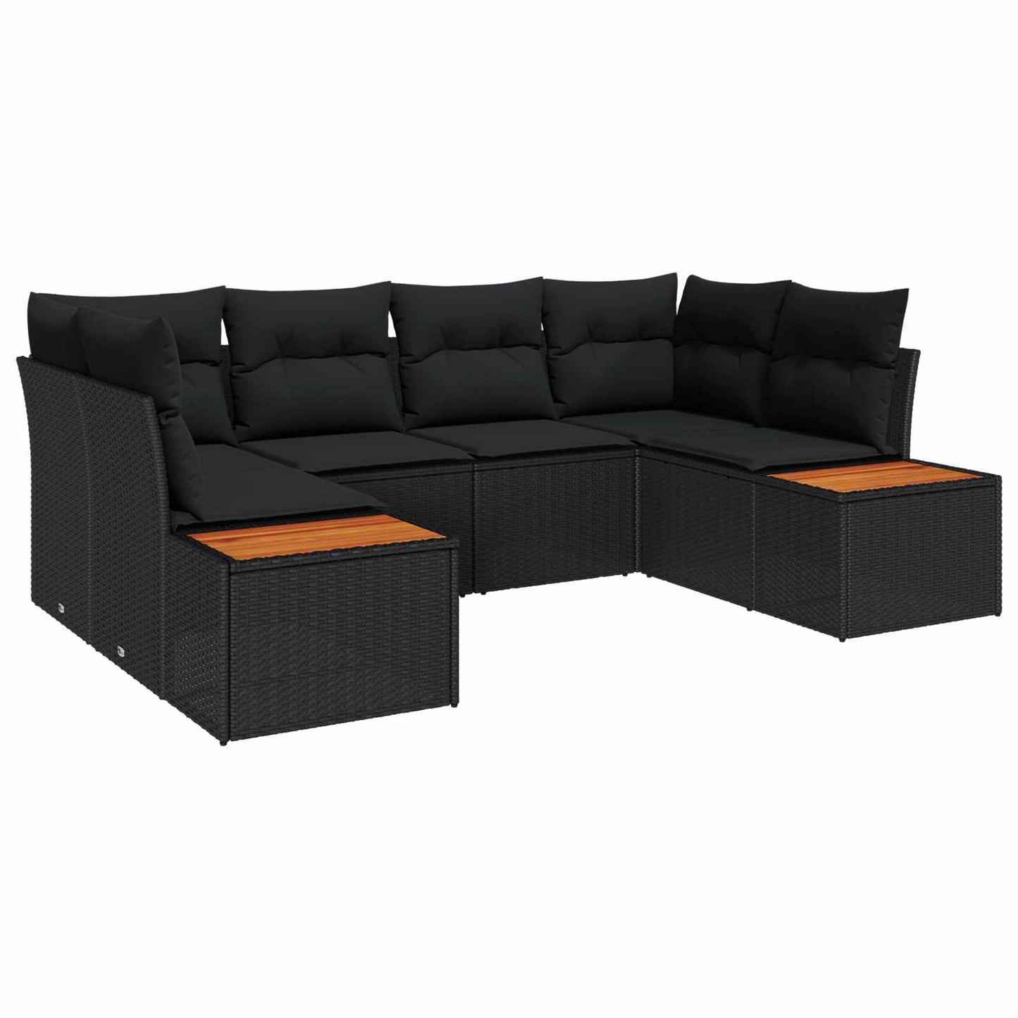 Set Divano da Giardino 6 pz 6-Numero di posti Nero Polyrattan