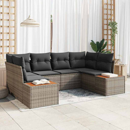 Set Divano da Giardino con cuscino 6 pcs Grigio Polyrattan