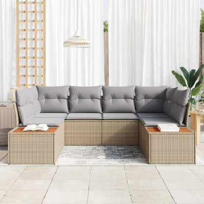 Set Divano da Giardino 6 pcs Beige e Grigio Chiaro Polyrattan | homemem39