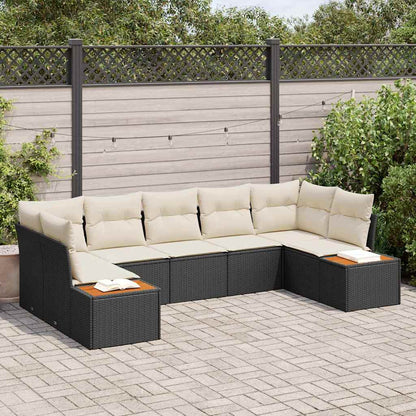 Set Divano da Giardino 7 pcs Nero e Crema Polyrattan | homemem39